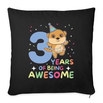 Meerkat for 3rd birthday children three years - Sofa pillowcase 17,3'' x 17,3'' (45 x 45 cm) - black - Front