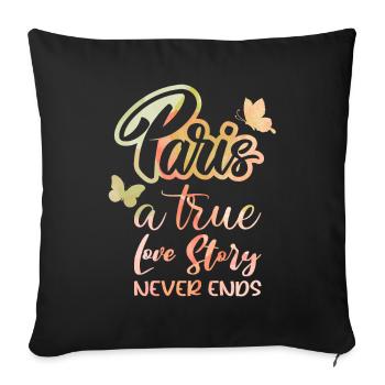 France, capitale Paris, typographie disant - Housse de coussin décorative 45 x 45 cm - noir - Devant