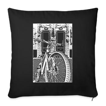 Einsames Fahrrad: Auf in neue, spannende Abenteuer - Sofakissenbezug 45 x 45 cm - Schwarz - Vorne
