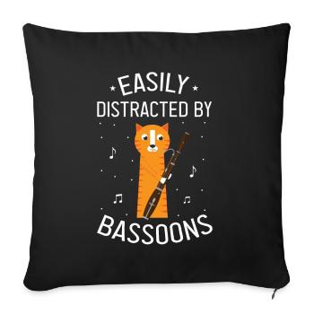 Basson pour basson, anche et bassoniste - Housse de coussin décorative 45 x 45 cm - noir - Devant