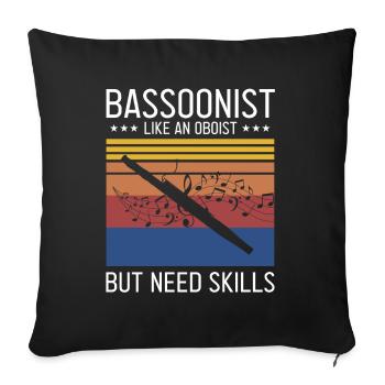 Woodwind instrument and bassoon Wind instrument - Sofa pillowcase 17,3'' x 17,3'' (45 x 45 cm) - black - Front