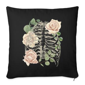 Vintage Skeleton with Roses, Gothic Revival - Sofa pillowcase 17,3'' x 17,3'' (45 x 45 cm) - black - Front