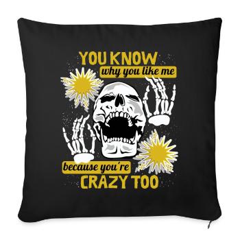 Comic Totenkopf Skull lustiger Spruch Skeletthände - Sofakissenbezug 45 x 45 cm - Schwarz - Vorne