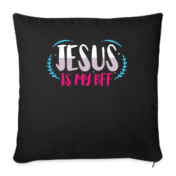 Jesus is my friend Christian faith - Sofa pillowcase 17,3'' x 17,3'' (45 x 45 cm) - black - Front
