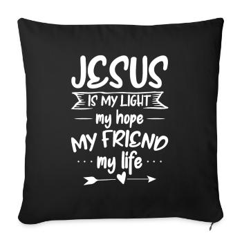 Jésus est ma lumière, mon espérance, plus chrétienne - Housse de coussin décorative 45 x 45 cm - noir - Devant