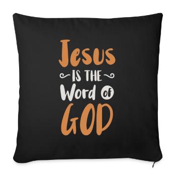 Jésus est la Parole de la foi chrétienne de Dieu - Housse de coussin décorative 45 x 45 cm - noir - Devant