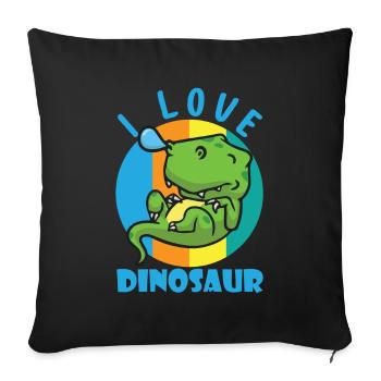 I Love Dinosaurs - Sleeping T-Rex Animated - Sofa pillowcase 17,3'' x 17,3'' (45 x 45 cm) - black - Front