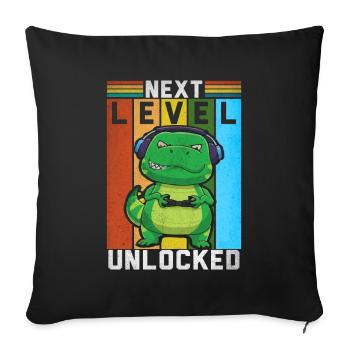 I Love Dinosaurs - Next Level unlocked Gaming - Sofa pillowcase 17,3'' x 17,3'' (45 x 45 cm) - black - Front