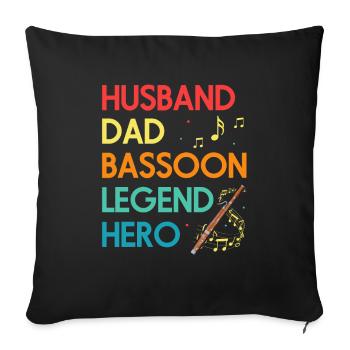 Bassoon Wind Instrument Design for Bassoonist - Sofa pillowcase 17,3'' x 17,3'' (45 x 45 cm) - black - Front