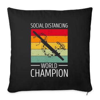Basson pour basson anches et bassoniste - Housse de coussin décorative 45 x 45 cm - noir - Devant