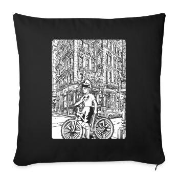 Auffälliger, cooler Look, Shirt für Mountainbiker - Sofakissenbezug 45 x 45 cm - Schwarz - Vorne