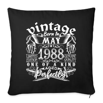 1988 May 1988 anniversary May 1988 May - Sofa pillowcase 17,3'' x 17,3'' (45 x 45 cm) - black - Front