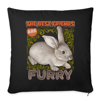 Lapin, lapin, aquarelle vintage, drôle de dicton - Housse de coussin décorative 45 x 45 cm - noir - Devant