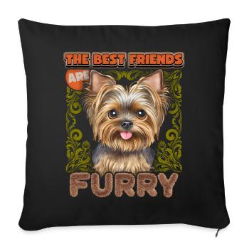 Yorkshire Terrier, aquarelle vintage, Yorkie dicton - Housse de coussin décorative 45 x 45 cm - noir - Devant