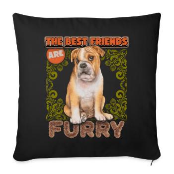 Bouledogue anglais, chien, drôle de bouledogue anglais - Housse de coussin décorative 45 x 45 cm - noir - Devant