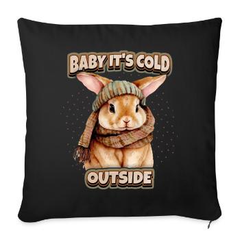 Lapin lapin kawaii illustration drôle de dicton - Housse de coussin décorative 45 x 45 cm - noir - Devant