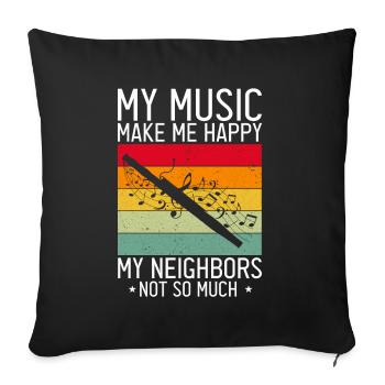 Basson pour basson anches et bassoniste - Housse de coussin décorative 45 x 45 cm - noir - Devant