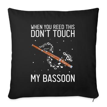 Basson pour basson anches et bassoniste - Housse de coussin décorative 45 x 45 cm - noir - Devant
