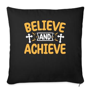 Croire et atteindre la foi chrétienne croisée - Housse de coussin décorative 45 x 45 cm - noir - Devant