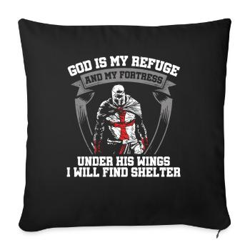 God is my refuge Knights Templar Christian - Sofa pillowcase 17,3'' x 17,3'' (45 x 45 cm) - black - Front
