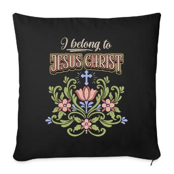 Jesus Christ, vintage folk art, faith, saying - Sofa pillowcase 17,3'' x 17,3'' (45 x 45 cm) - black - Front