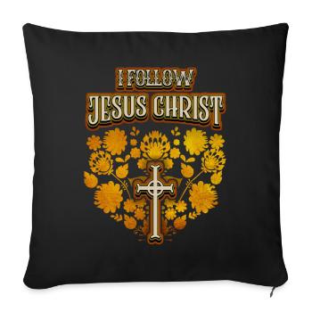 Jesus Christ, vintage folk art, cross, saying - Sofa pillowcase 17,3'' x 17,3'' (45 x 45 cm) - black - Front