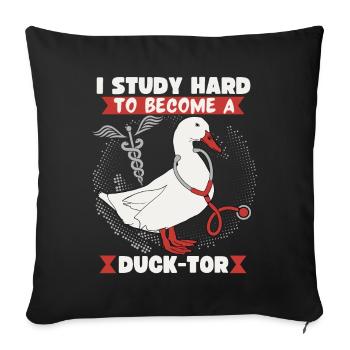 Étudiant en médecine, Docteur Blague Comique Canard Docteur Disant - Housse de coussin décorative 45 x 45 cm - noir - Devant