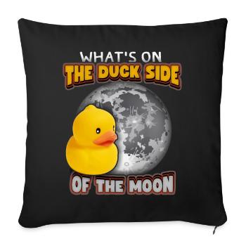 Comic duck, rubber duck funny saying with moon - Sofa pillowcase 17,3'' x 17,3'' (45 x 45 cm) - black - Front