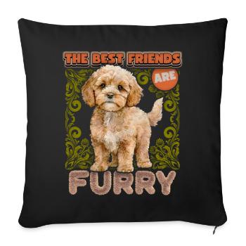 Cavapoo Puppy, Vintage, Illustration de chien, Dire - Housse de coussin décorative 45 x 45 cm - noir - Devant