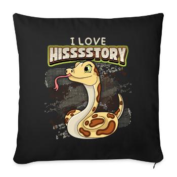 Kawaii snake in comic style, funny saying - Sofa pillowcase 17,3'' x 17,3'' (45 x 45 cm) - black - Front