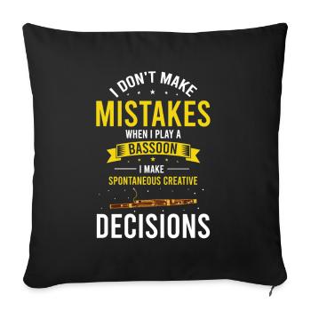 Basson pour basson anches et bassoniste - Housse de coussin décorative 45 x 45 cm - noir - Devant