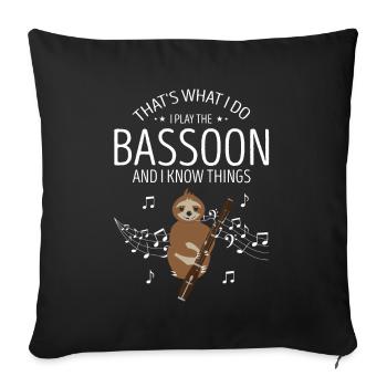 Basson pour basson anches et bassoniste - Housse de coussin décorative 45 x 45 cm - noir - Devant