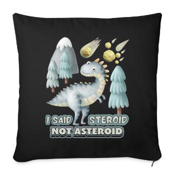 Drôle de dinosaure 3D, disant avec un astéroïde - Housse de coussin décorative 45 x 45 cm - noir - Devant