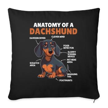 Dog Explanation Anatomy of a Dachshund - Sofa pillowcase 17,3'' x 17,3'' (45 x 45 cm) - black - Front