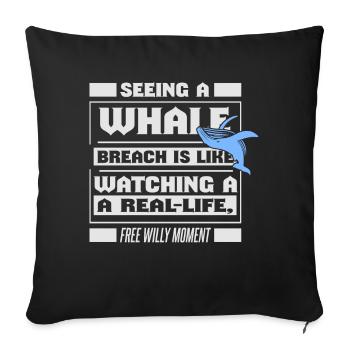 Rorqual bleu pour béluga et mammifères marins - Housse de coussin décorative 45 x 45 cm - noir - Devant