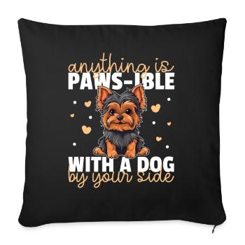 Chiens jeu de mots mignon Yorkshire Terrier - Housse de coussin décorative 45 x 45 cm - noir - Devant