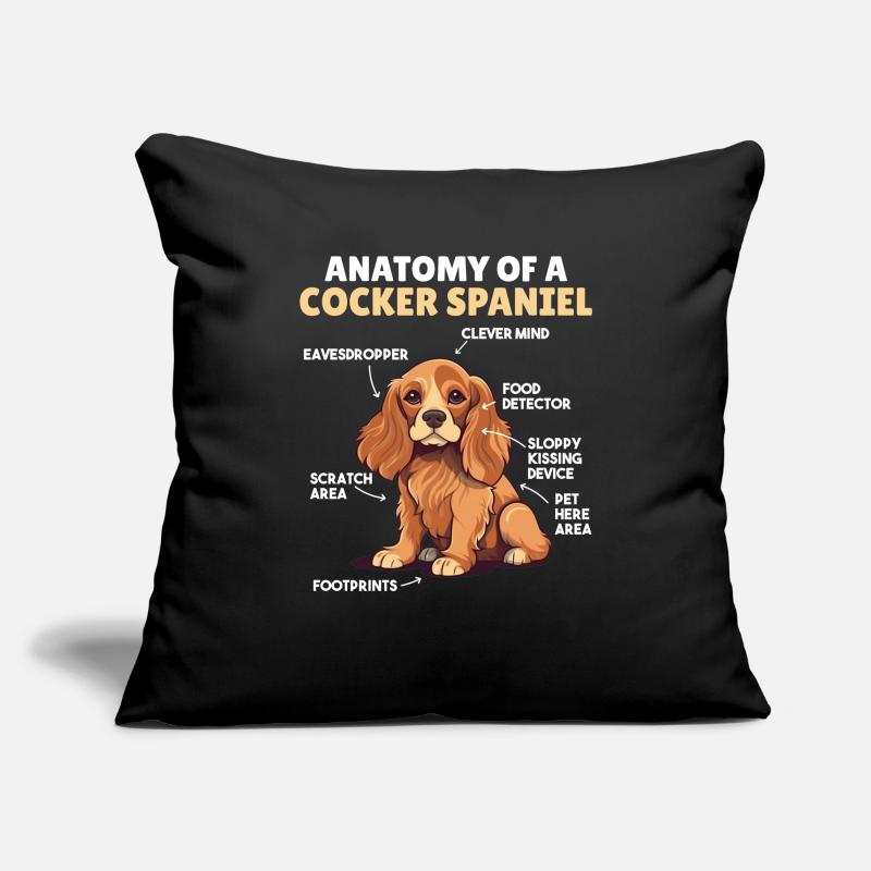 Explication du chien Anatomie d’un cocker Housse de coussin décorative 45 x 45 cm