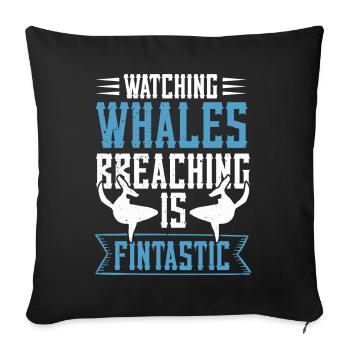 Rorqual bleu pour béluga et mammifères marins - Housse de coussin décorative 45 x 45 cm - noir - Devant