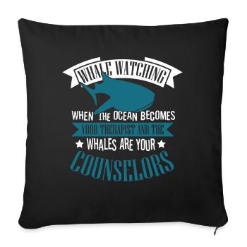 Whale Quote for Blue Whale and Beluga Whale - Sofa pillowcase 17,3'' x 17,3'' (45 x 45 cm) - black - Front
