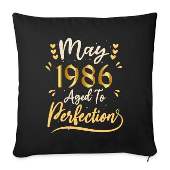 Mai 1986 Mai anniversaire May 1986 - Housse de coussin décorative 45 x 45 cm - noir - Devant