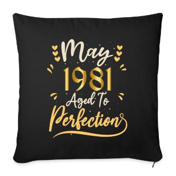 May 1981 May anniversary May 1981 - Sofa pillowcase 17,3'' x 17,3'' (45 x 45 cm) - black - Front