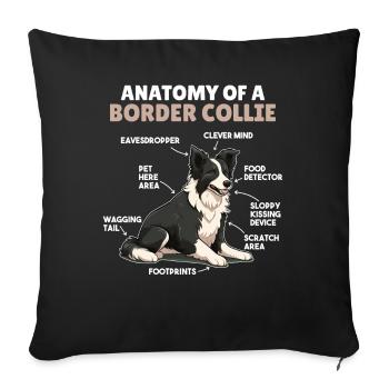 Explication du chien Anatomie d’un Border Collie - Housse de coussin décorative 45 x 45 cm - noir - Devant