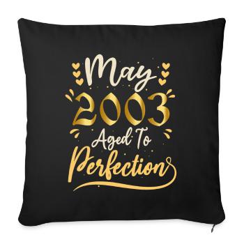 Mai 2003 Mai anniversaire May 2003 - Housse de coussin décorative 45 x 45 cm - noir - Devant