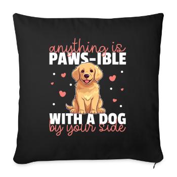 Chiens jeu de mots adorable mignon golden retriever - Housse de coussin décorative 45 x 45 cm - noir - Devant