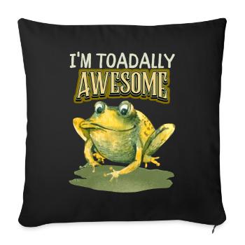 Grenouille drôle de dicton, jeu de mots, crapaud génial - Housse de coussin décorative 45 x 45 cm - noir - Devant