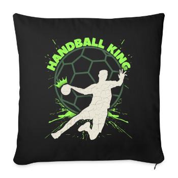 Handball, Joueur de handball, Motif sportif Dicton - Housse de coussin décorative 45 x 45 cm - noir - Devant