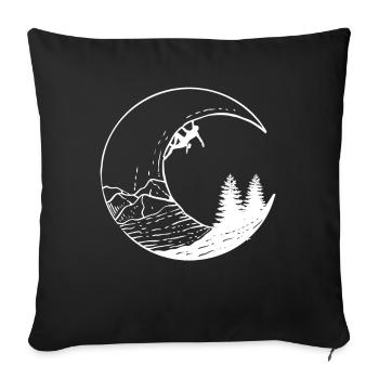 Mond und Bergsteiger - Sofakissenbezug 45 x 45 cm - Schwarz - Vorne