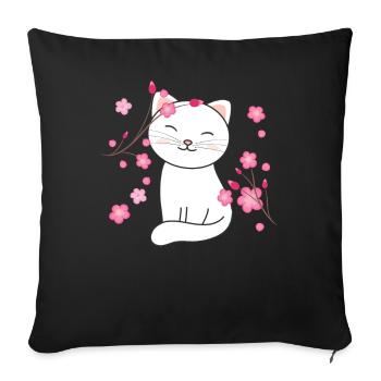 Chat animaux mignons pour enfants kawaii - Housse de coussin décorative 45 x 45 cm - noir - Devant