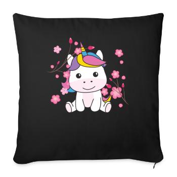 Unicorn cute animals for kids kawaii - Sofa pillowcase 17,3'' x 17,3'' (45 x 45 cm) - black - Front