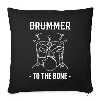 Artiste batteur squelette - Housse de coussin décorative 45 x 45 cm - noir - Devant